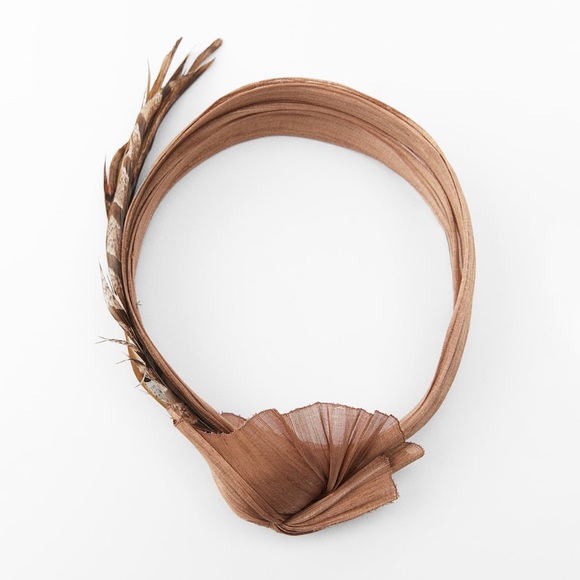 Zara Feathered Headband Headpiece, New - Picture 4 of 5